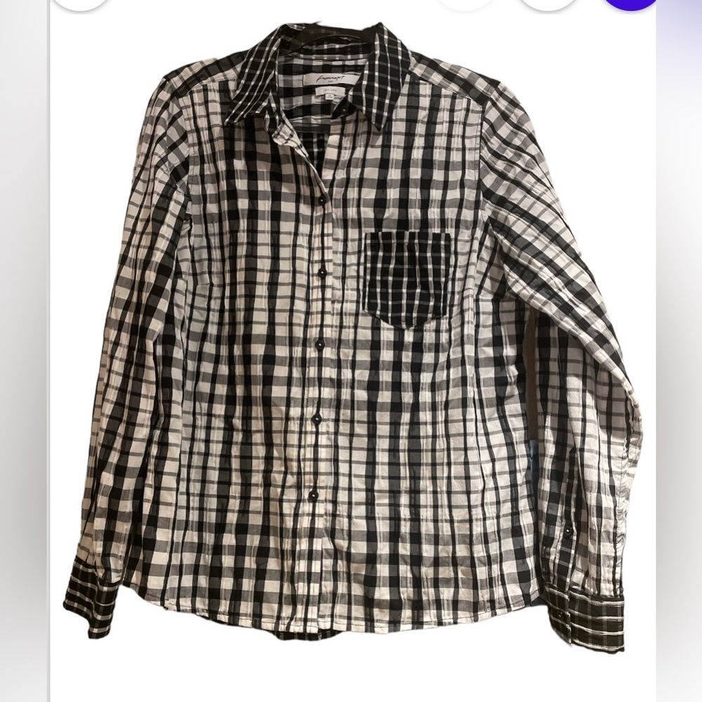 Foxcroft Women's Fitted Button Front Shirt - Size 12 Black/White